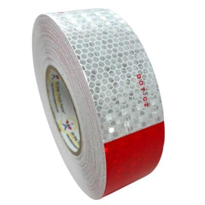 All Star Truck Parts New 2" x150' roll DOT-C2 Ultra Reflective Safety 6" Red/ 6" White Conspicuity Tape Truck Trailer Horse Diamond Pattern Long Lasting Waterproof Material, Super Strong Adhesive! 2 IN x 150 FT