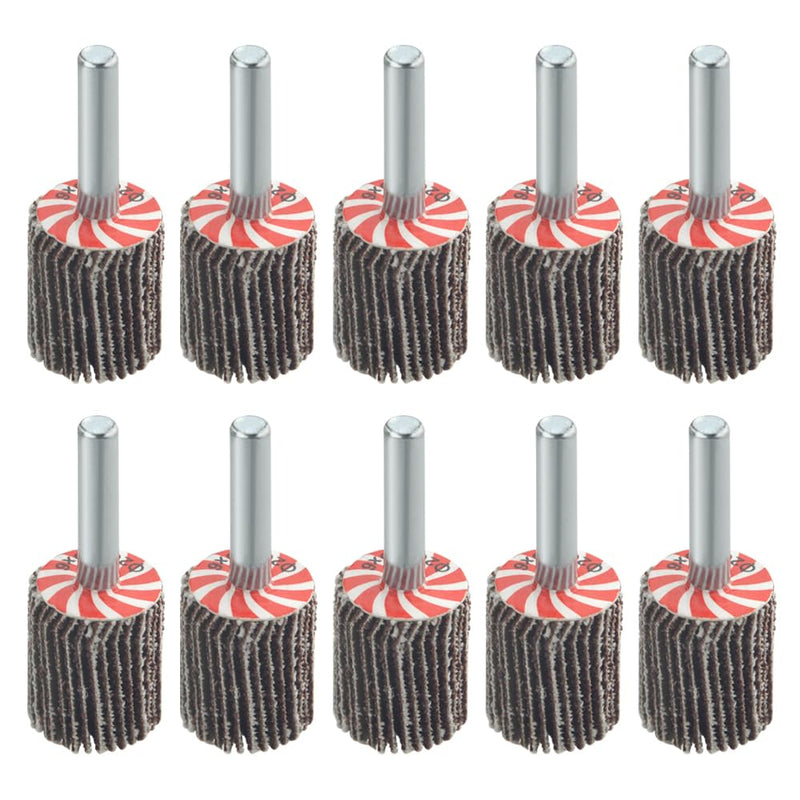 [Australia - AusPower] - 10PCS 3/4"×1" Mounted Flap Wheels with 1/4" Mandrel 80 Grit Flap Sanding Wheels 