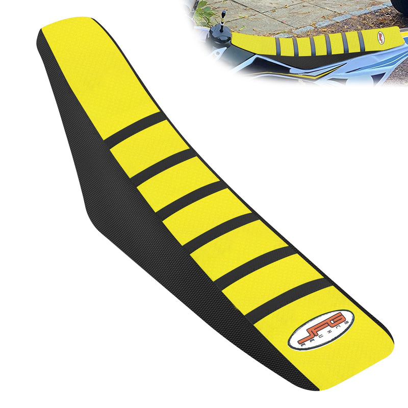JFG RACING Dirt Bike Seat Cover,Motorcycle Cushion with Non-Slip Rubber Striped for RM125 RM250 1996-2000 - Gold