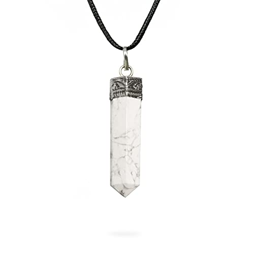 Ayana Crystals White Howlite Necklace – Calm & Clarity in a Crystal Pendant – Handcrafted Hexagonal Reiki Jewelry on Adjustable Cord