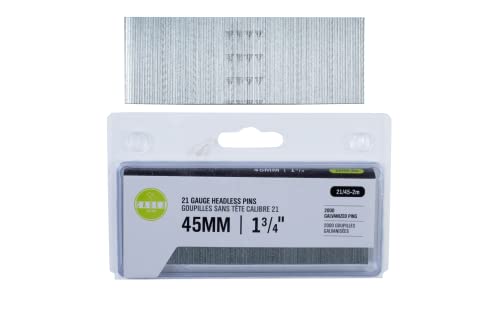 Cadex 21 gauge headless pin nails, galvanized 1-3/4 inch 45mm, 2000-pack box