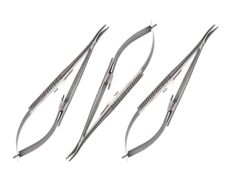 [Australia - AusPower] - 3 pcs Castroviejo Needle Holder 5.5 inches Curved with Lock | Dental Medical Ortho Surgical Needle Holder Locking | Veterinary Suture Restorative | Orthodontic Pliers Instruments by Wise Linkers 