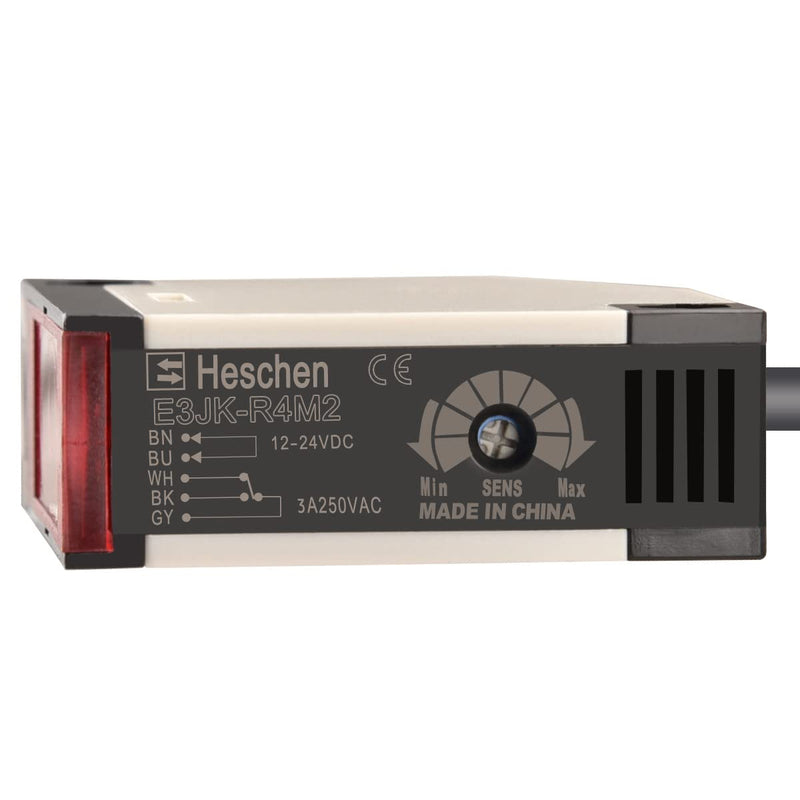 Heschen Photoelectric Switch E3JK-R4M2 DC 12-24V Feedback Reflection Type Detection Range 4m with Reflector Plate