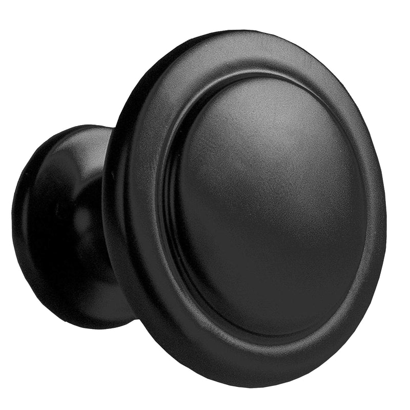 Ilyapa 25 Pack 1 1/4 Inch Round Kitchen Cabinet Knobs, Flat Black Round Drawer Knob for Cabinets Dressers Drawers - Black Kitchen Cabinet Hardware 1 1/4" Wide - 25 Pk Beveled