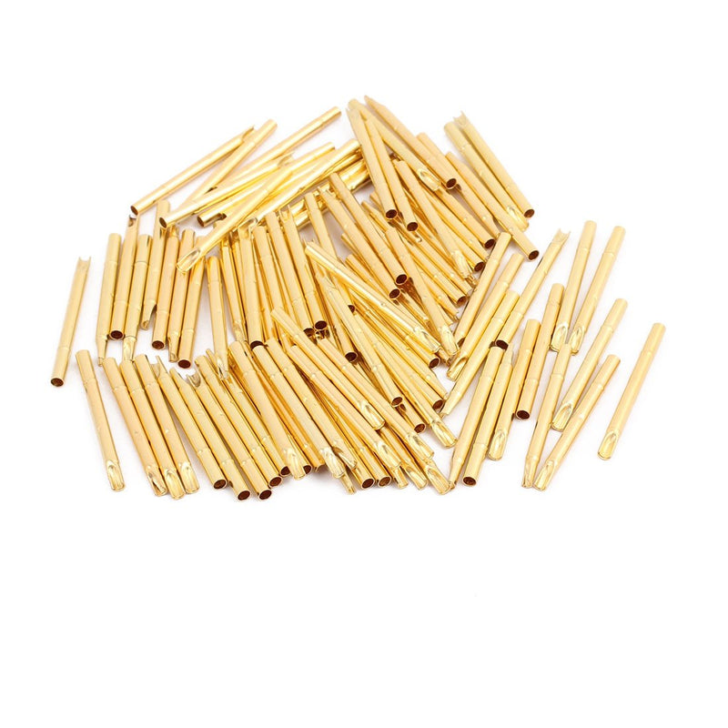 [Australia - AusPower] - uxcell 100pcs R125-4S 2.36mm Dia 30mm Length Metal Test Probe Needle Cover Gold Plated 