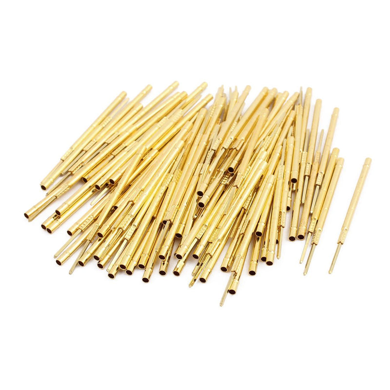 [Australia - AusPower] - uxcell 100pcs R100-2W 1.67mm Dia 39mm Length Metal Test Probe Needle Cover Gold Plated 