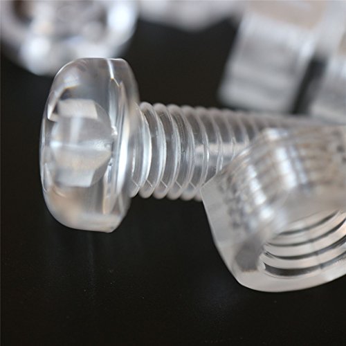 30x Clear Acrylic Pan Head Plastic Screws & Bolts M8 x 20mm, Nuts & Washers