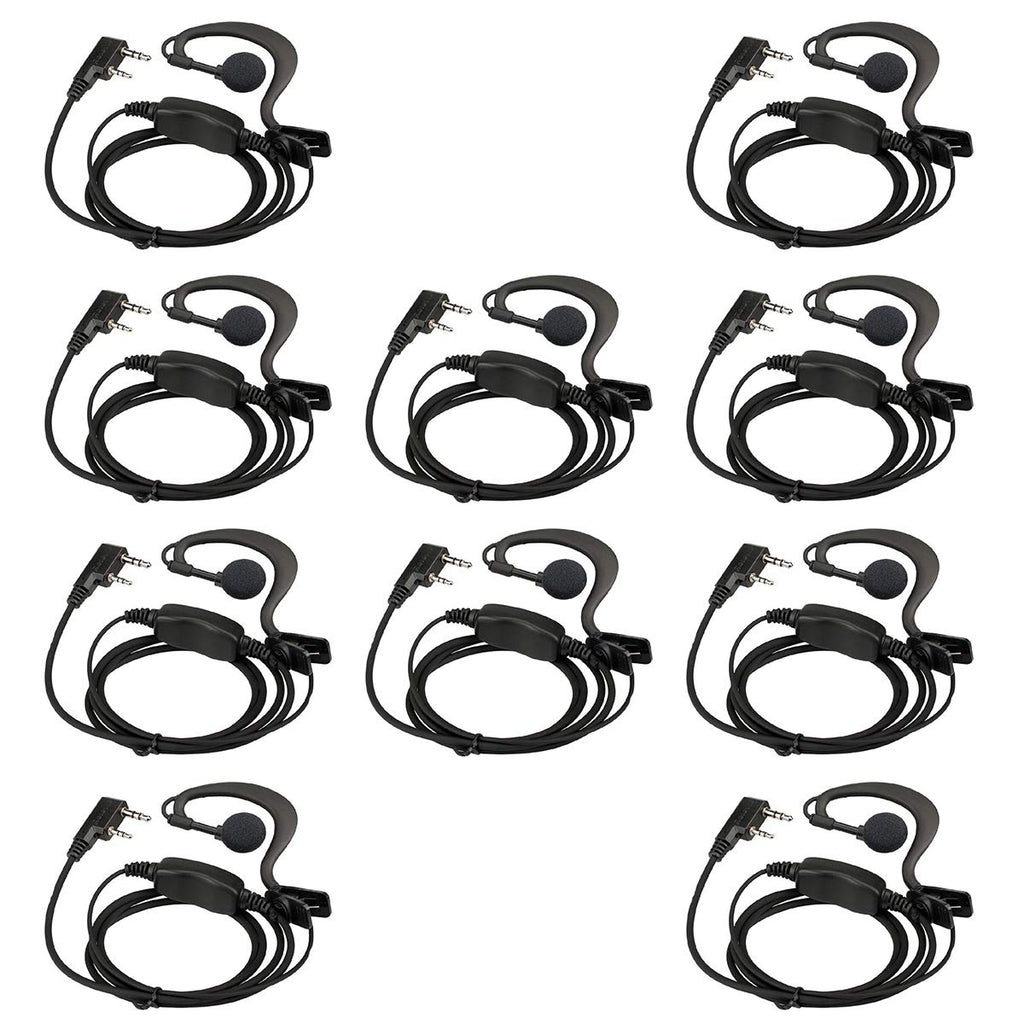 [Australia - AusPower] - Retevis Case of 10, Two Way Radio Earpiece with Mic Single Wire Earhook Headset Compatible with Baofeng BF-888S UV-5R H-777 RT22 Arcshell AR-5 Walkie Talkies 
