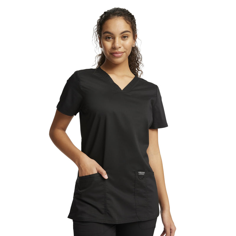[Australia - AusPower] - V-Neck Scrubs for Women Workwear Revolution, Soft Stretch, Easy Care WW620 Medium Black 