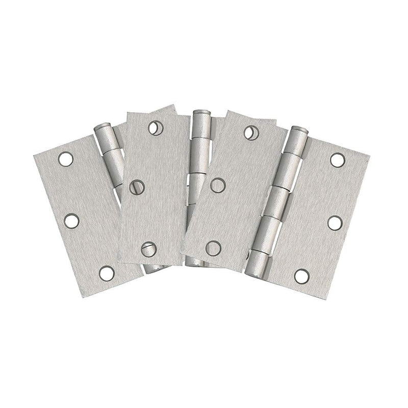 [Australia - AusPower] - Design House 181479 Square Corner Steel Door Hinge Door Hardware Door Hinges Interior Doors, 3.5" x 3.5", Satin Nickel, 3Pack 3.5 x 3.5 3-Pack 