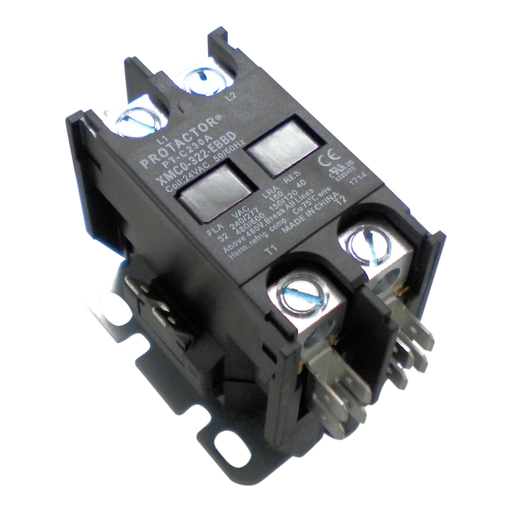 2 Pole 32 AMP Heavy Duty AC Contactor Replaces Virtually All Residential 2 Pole Models 30 Amps or Less