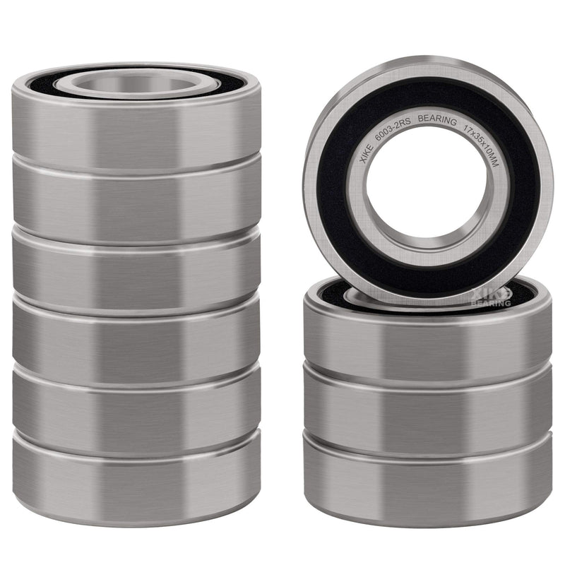 [Australia - AusPower] - XiKe 10 Pcs 6003-2RS Double Rubber Seal Bearings 17x35x10mm, Pre-Lubricated and Stable Performance and Cost Effective, Deep Groove Ball Bearings. 6003-2RS Size 17x35x10mm 
