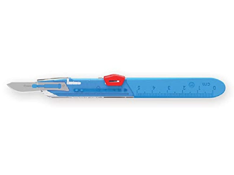 Gima – Sterile Stainless Steel Safety Scalpels, Self-Locking Blade Guard, Handle with Scale, Single Use, No. 10, 10 Individually Wrapped Scalpels