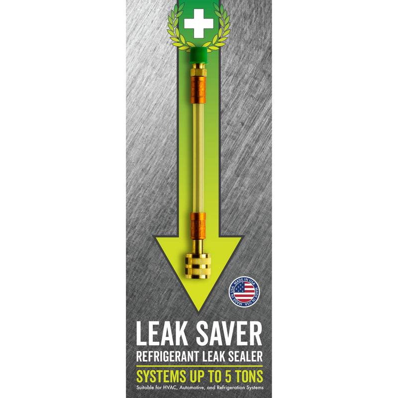 [Australia - AusPower] - Leak Saver Direct Inject AC Leak Sealer | AC Stop Leak for Most HVAC Systems Up to 5 Tons | Works with All Systems & AC Refrigerants | Made in the USA Standard System (Up to 5 Tons) 1 Pack 