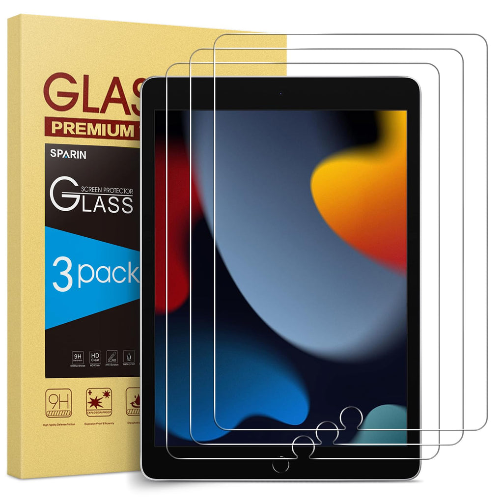 [Australia - AusPower] - SPARIN 3 Pack Screen Protector for iPad 9th 8th 7th Generation 10.2 Inch (2021/2020/2019 Model), Tempered Glass for iPad 10.2 