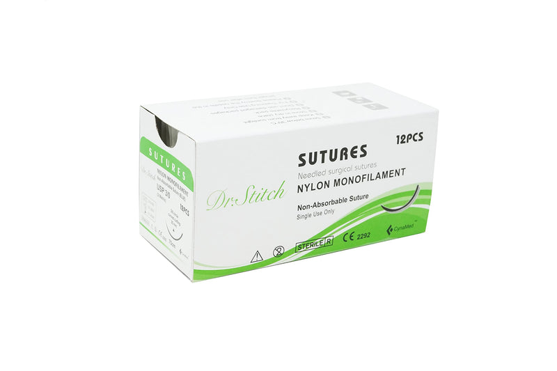 [Australia - AusPower] - CynaMed Sutures Thread with Needle (12-Pack) - Training Sutures Pkg. of 12 (12, 3/0, 25mm Blade, 3/8 Reverse Cutting) - Educational Use 
