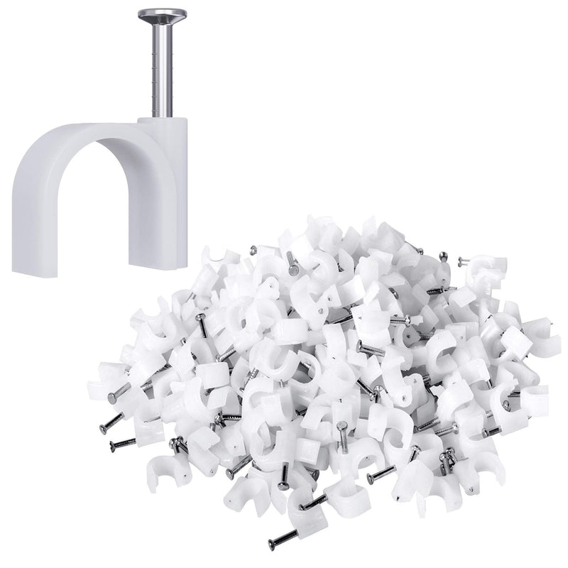 [Australia - AusPower] - 200 Pack Nail in Cable Clips Ethernet Cable Nails Tacks Clips 7mm for Cat6 Cable - White 