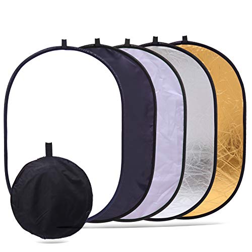 35"x47" Light Reflector for Photography 5-in-1 Photo Collapsible Photography Reflector Large Oval Portable Collapsible Lighting Reflectors Photography Panel for Studio Video 35x47inch