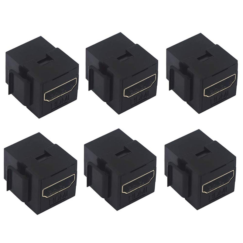 [Australia - AusPower] - VCE HDMI Female Keystone Coupler, 6-Pack HDMI Keystone Jack Insert Gold Plated 3D&4K Mini Adapter Connector for Wall Plate-Black 