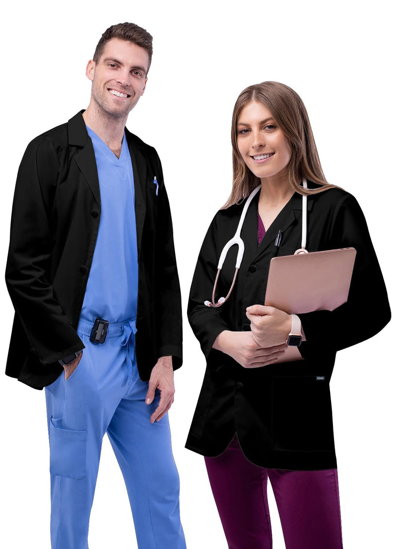 Adar Universal Unisex Lab Coats - Classic 31" Consultation Lab Coat Large Black