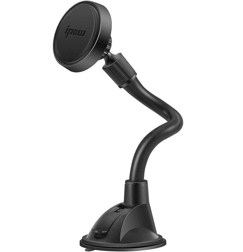 [Australia - AusPower] - IPOW Long Arm Universal Magnetic Cradle Windshield Dashboard Cell Phone Mount Holder with 4 Metal Plates, Soft Firm Goose Arm & Enhanced Suction Cup 7.6" Long Arm Magnetic 