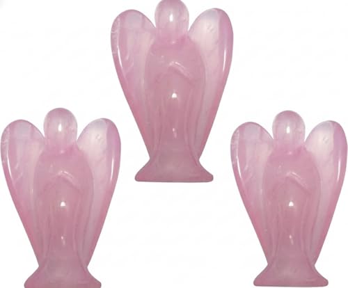 Mina Heal Guardian Angel Figurine, Rose Quartz, Set of 3, Meditation 3-PCS M Size