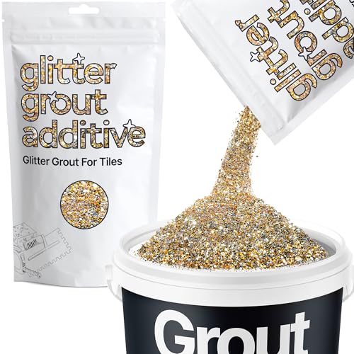 Hemway gold and silver glitter grout additive 100g with metallic flakes for tile grout