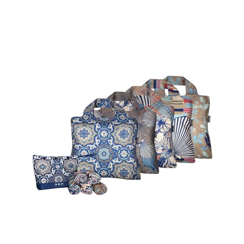 Envirosax Full Pouch Reusable Grocery Bag, Set of 5 Mallorca Set of 5 (19.5 x 16.5 inches per bag) Multicolor