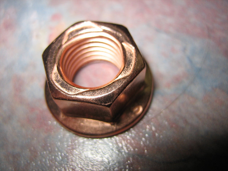 [Australia - AusPower] - 4x M10-1.25 Flange Nut Small Head 14mm Hex Copper Plated Exhaust Lock Nut 