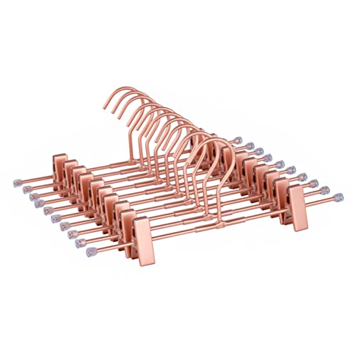Pants Hangers 11.8" Space Saving Rose Gold Clothes Skirts Hanger 20 Pack Adjustable Clips for Jeans Trousers Display Closet Storage Scarves Slack Garment Multifunctional Rack