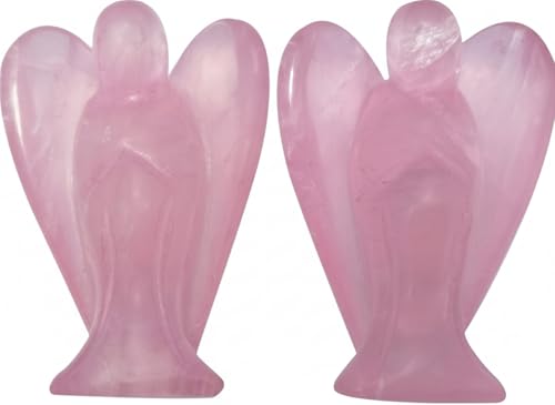 Mina Heal Guardian Angel Figurine, Rose Quartz, Set of 2, Meditation Pink 2-PCS M Size