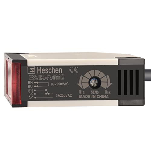 Heschen Photoelectric Switch E3JK-R4M2 AC 90-250V Feedback Reflection Type Detection Distance 4 m with Reflector Panel