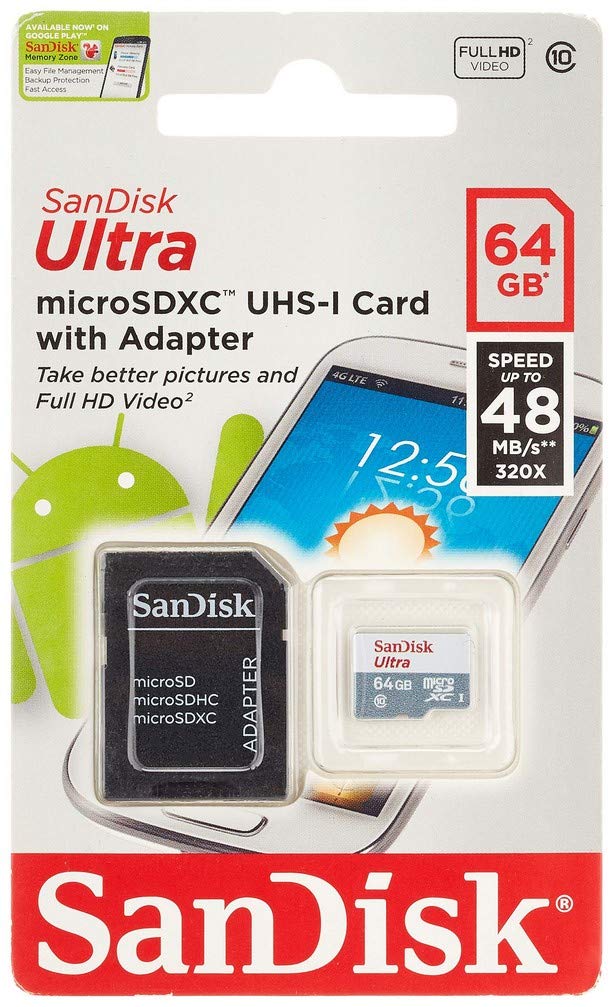 [Australia - AusPower] - SanDisk Ultra 64GB microSDXC UHS-I Class 10 Memory Card with Adapter 