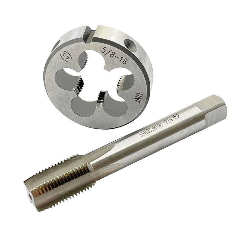 [Australia - AusPower] - 5/8-18 Tap And Die Set, UNF Machine Thread Tap And Round Thread Die Right Hand HSS Taper 