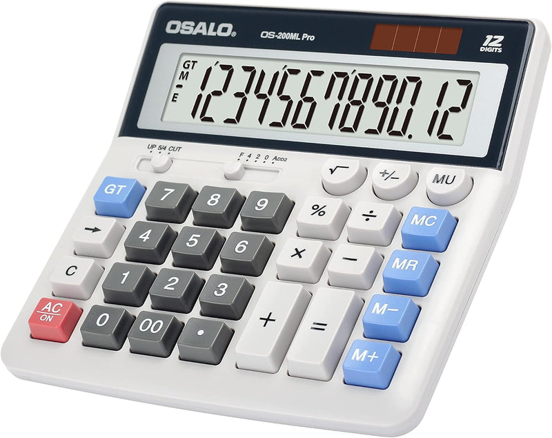 [Australia - AusPower] - OFFIDIX Office Calculators Desktop Calculator,Basic Calculators, Solar Battery Dual Power Electronic Calculator Portable 12 Digit Large LCD Display Calculator Large Calculator Black 