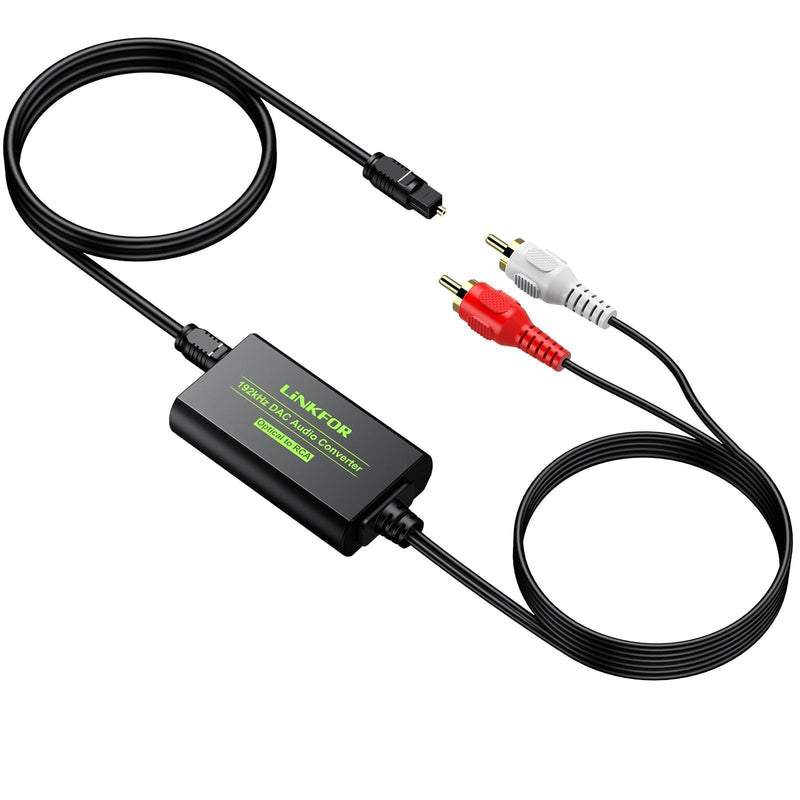 [Australia - AusPower] - LiNKFOR 192kHz DAC Converter Digital to Analog Converter Digital Optical SPDIF Toslink to Analog Stereo Audio RCA L/R Audio Adapter with Optical Cable for HDTV Blu Ray DVD Amps TV Box Game Console RCA Male 