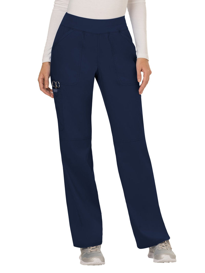 [Australia - AusPower] - Cherokee Women Scrubs Pant Workwear Revolution Mid Rise Straight Leg Pull-On WW110 Medium Navy 