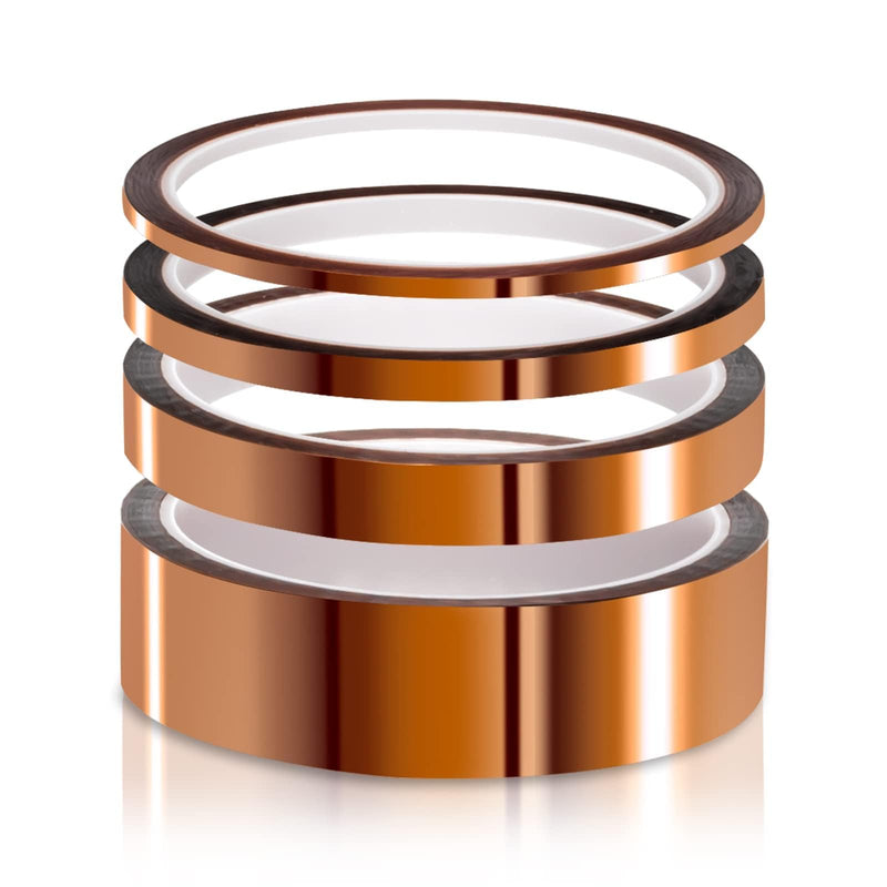 ELEGOO High Temp Tape, 4 Pack Polyimide High Temperature Resistant Tape Multi-Sized Value Bundle 1/8’’, 1/4’’, 1/2’’, 1’’ with Silicone Adhesive for Masking, Soldering etc.