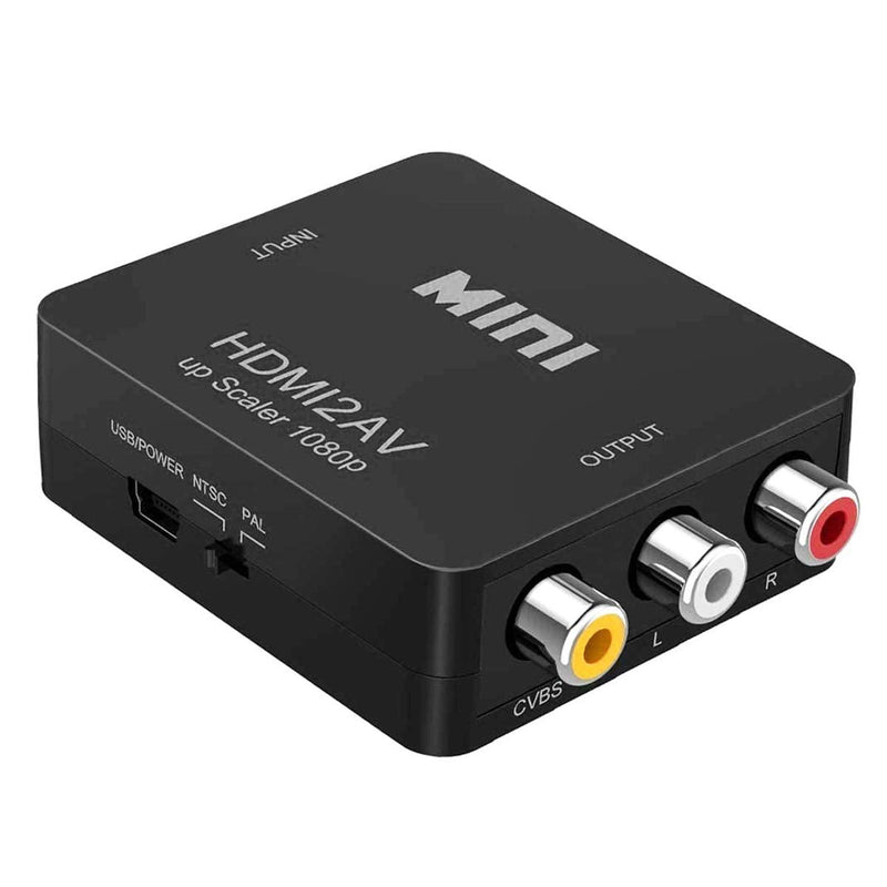 [Australia - AusPower] - HDMI to RCA, 1080p HDMI to AV 3RCA CVBs Composite Video Audio Converter Adapter Supports PAL/NTSC for TV Stick, Roku, Chromecast, Apple TV, PC, Laptop, Xbox, HDTV, DVD-Black Black 