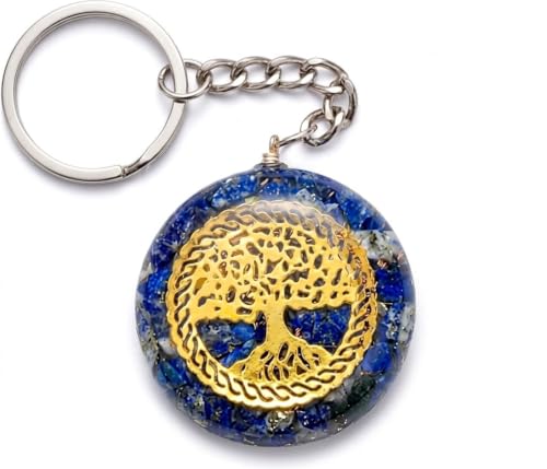 HiJet Lapis Lazuli Tree of Life Orgone Keychain,ChakraBalancing,Healing Crystal,Reiki Healing