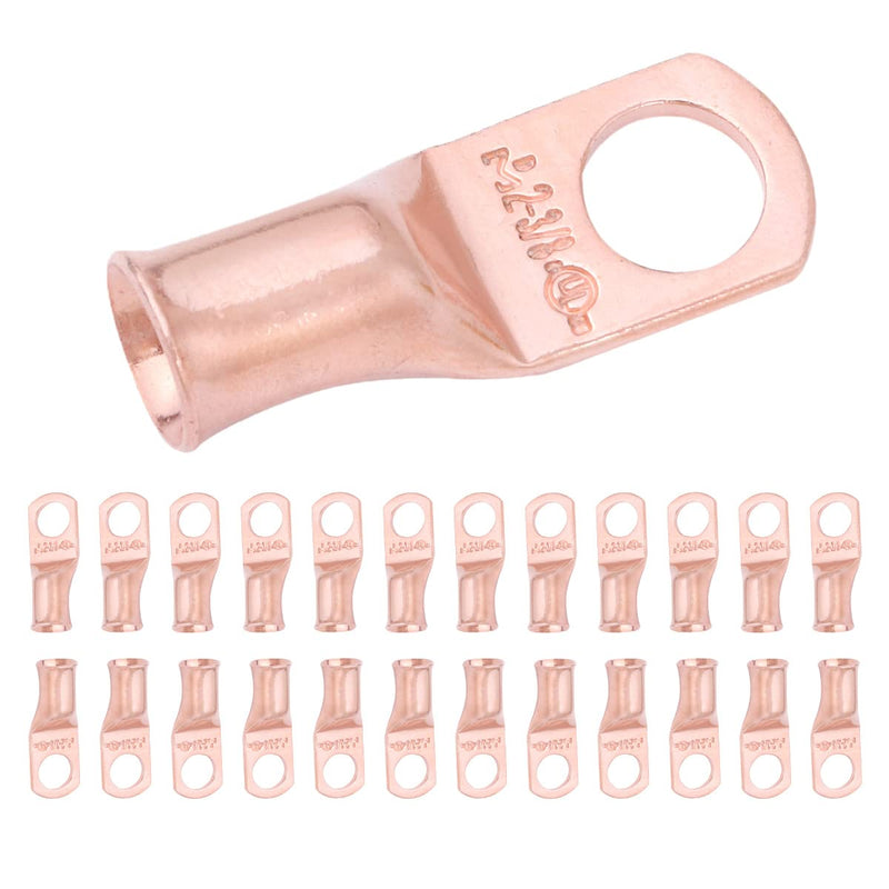 [Australia - AusPower] - SELTERM 25pcs 2 AWG 3/8" Stud Battery Lugs, Ring Terminals, Heavy Duty Copper Wire Lugs, Battery Cable Ends, 2 Gauge Ring Terminal Connectors, UL Bare Copper Eyelets Electrical Battery Cable Lugs 2 Awg - 3/8" (M10) Ring Bare Copper Lugs 25 