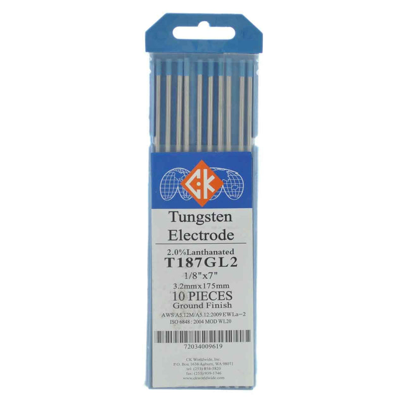[Australia - AusPower] - CK Worldwide T187GL2 2% Lanthanated Tungsten Electrode 1/8" X 7", 10 Pack 