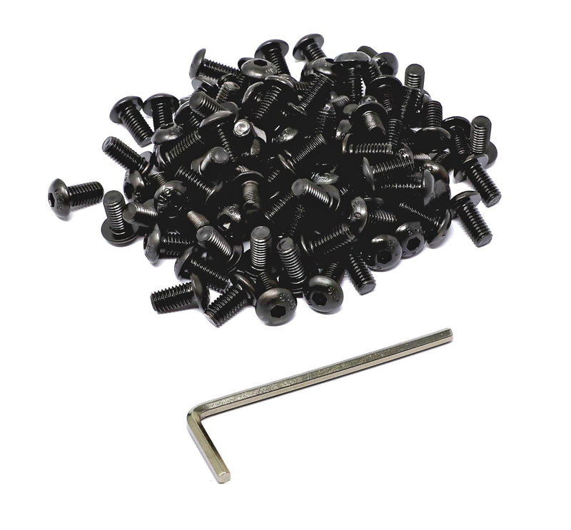 [Australia - AusPower] - iexcell 100 Pcs M5 x 10mm Thread Pitch 0.8 mm Alloy Steel 10.9 Grade Hex Socket Button Head Cap Screws Bolts Kit, Black Oxide Finish 
