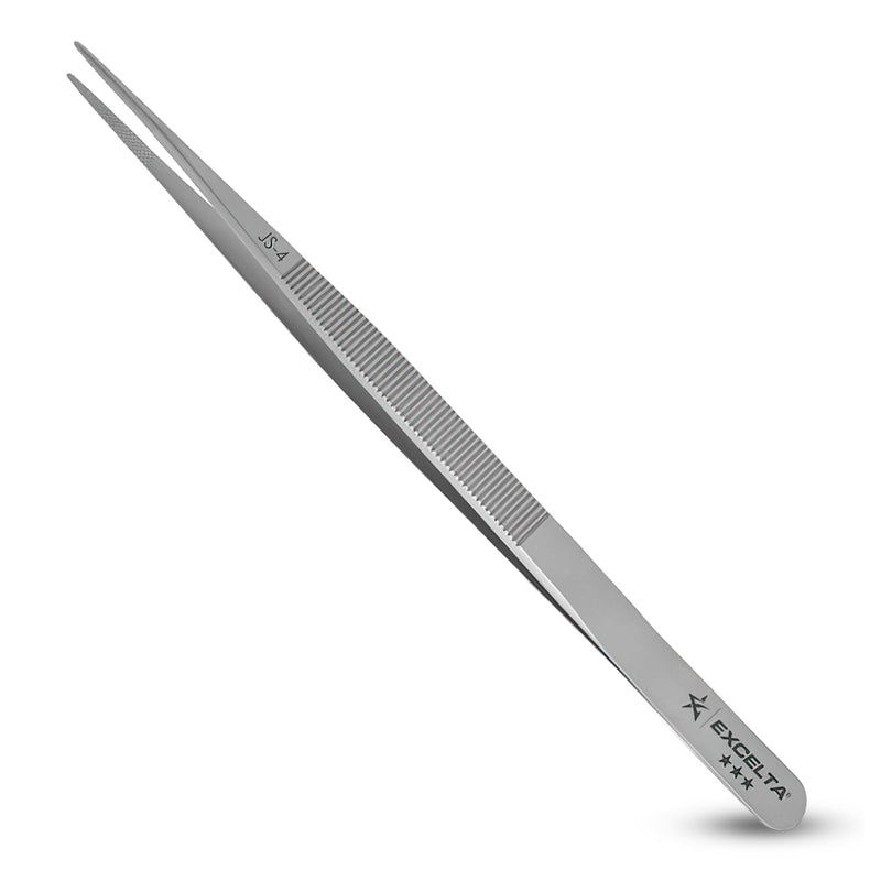 [Australia - AusPower] - Excelta JS-4 Gemologist Forceps, Straight Medium Tweezers, 0.035” Tip, Precision Gem Handling Tool, Stainless Steel AISI 440, Conductive Surface, Ideal for Jewelry & Gemstone Work, Made in Switzerland 6.38" Tweezer, Jeweler's, Standard 