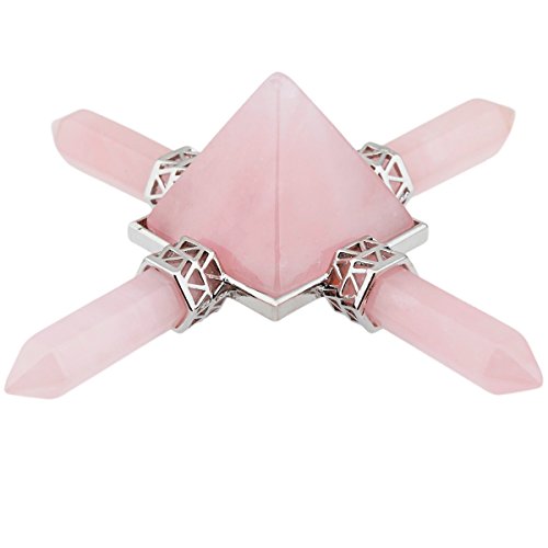 rockcloud Rose Quartz Crystal Pyramid Reiki Chakra Stone Figurine Pink