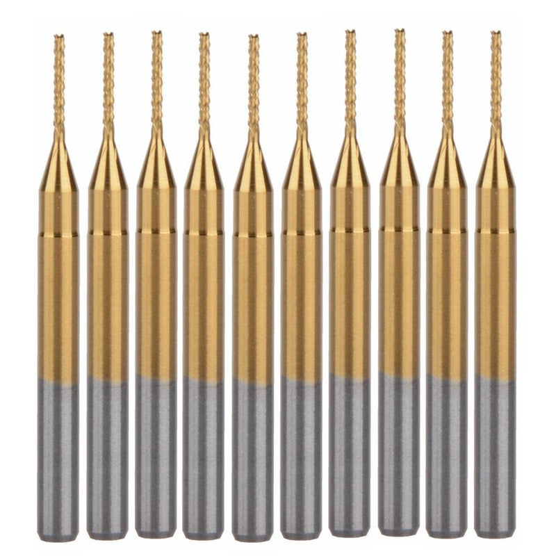 EU_HOZLY Titanium Coated 0.8mm Circuit Board Cutter CNC Rotary Burrs Pack of 10 0.8mm