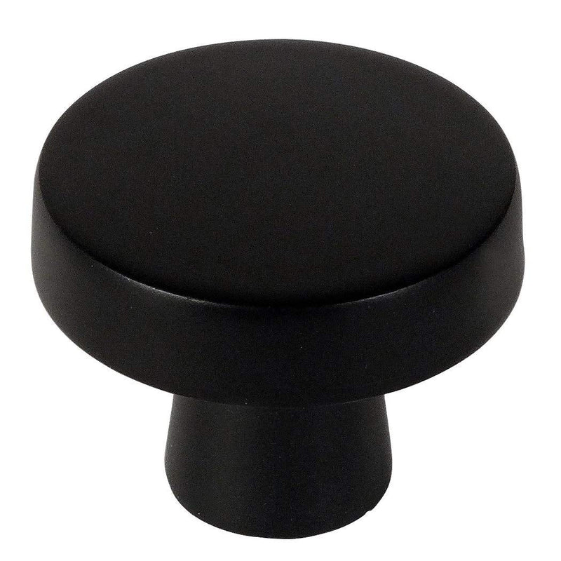 Cosmas 10 Pack 5234FB Flat Black Cabinet Knobs - Matte Black Round Cabinet Knob 1-1/4 Inch, Solid Zinc Metal, Kitchen Drawer Dresser Knob, Contemporary Hardware, Screws Included