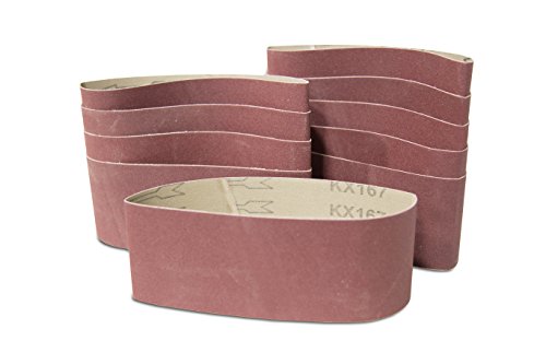 WEN 240-grit 3 x 21-inch sanding belt sandpaper, 10-pack for belt sanders