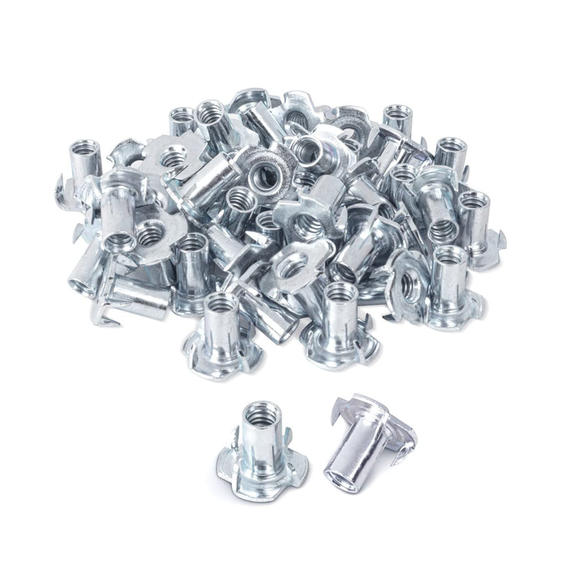 [Australia - AusPower] - POWERTEC 1/4-20 T Nuts, 50 Pcs | 4 Pronged Tee Nuts for Bolts and Stem Caster Wheels, Threaded Inserts for Wood Working, Rock Climbing Holds and Furniture, For Use with Hammer | 9/16" length (QTN1102) 9/16" 1/4"-20 