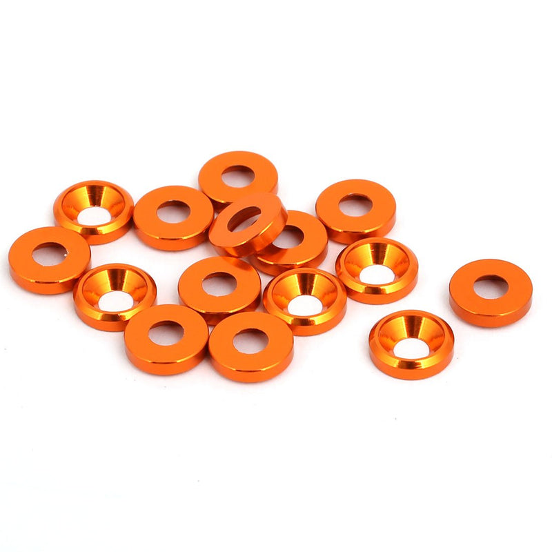 [Australia - AusPower] - uxcell M3 Aluminium Alloy Cup Head Engine Bay Bumper Washer Orange 15pcs 